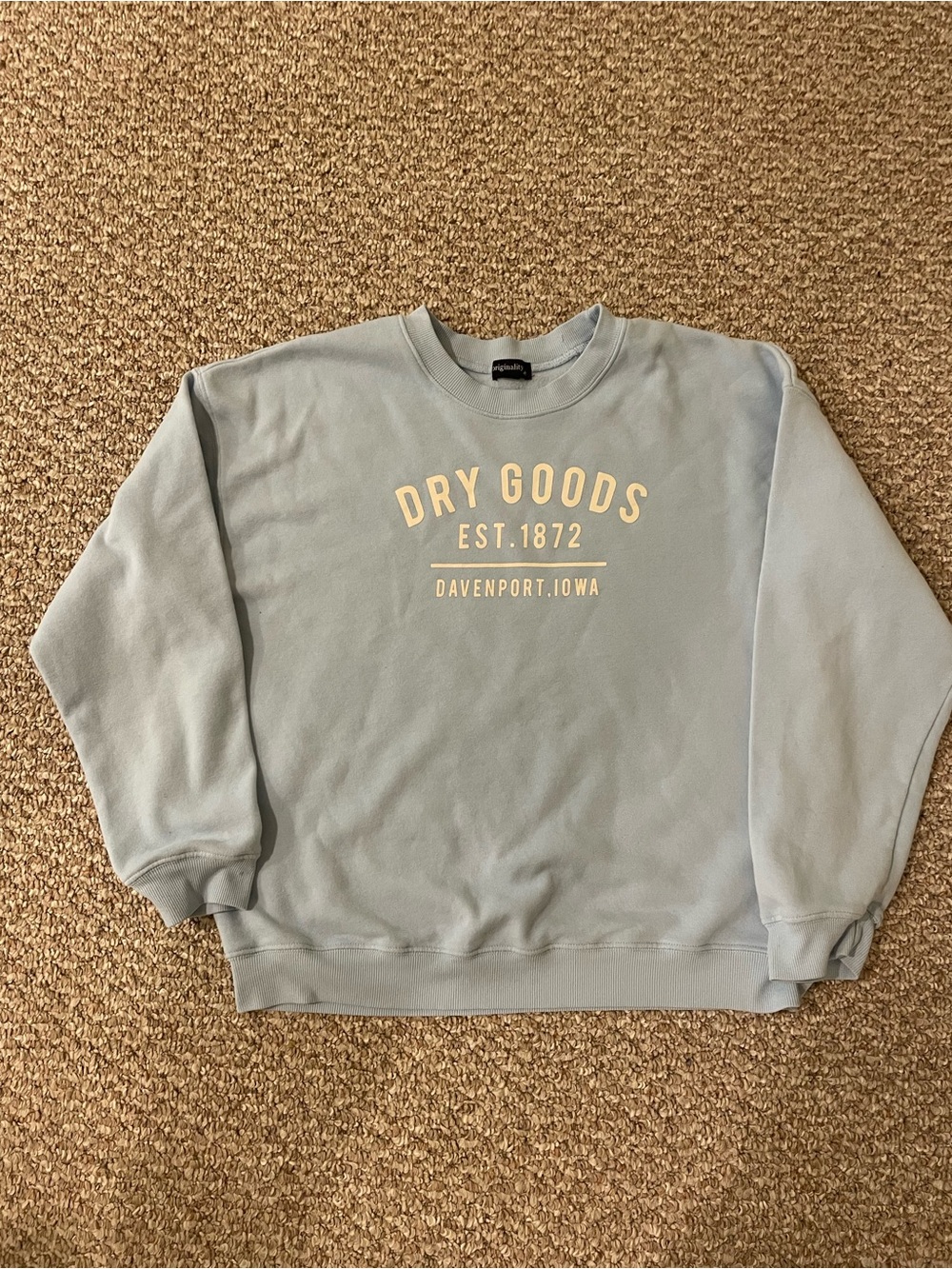 Dry Goods Light Blue Crewneck Sweatshirt with Chest Print